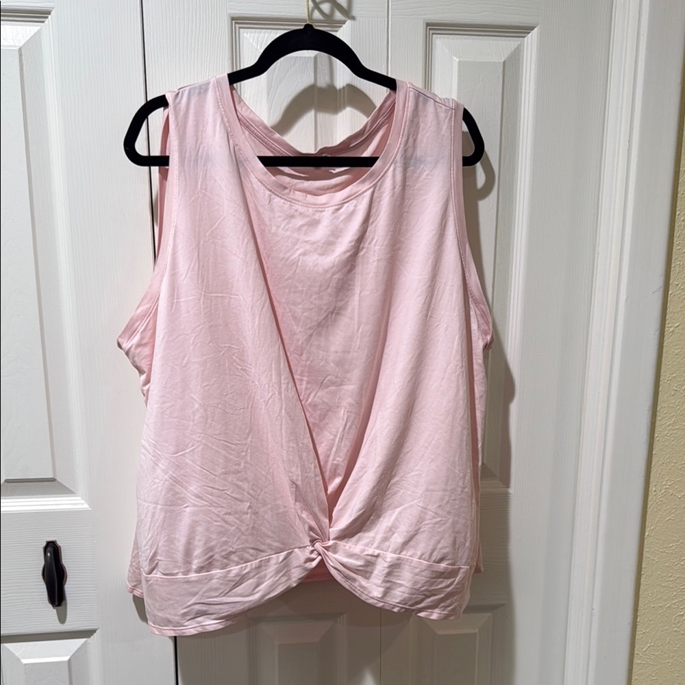 Yoga Pink Sleeveless Twist Front Top